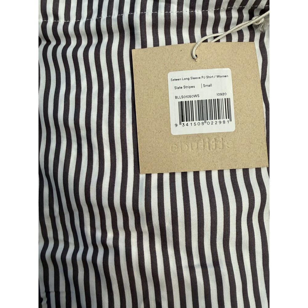 Ettitude Pajama Shirt Womens Small Gray White Striped 100% Bamboo Lyocell Top - Picture 5 of 8